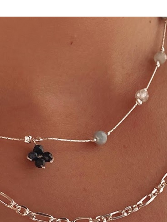 סט שרשראות כסף 925 שילוב אקווה מרין ואוניקס